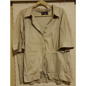 PLUS SIZE 24W Khaki Collar Button Up Shirt
